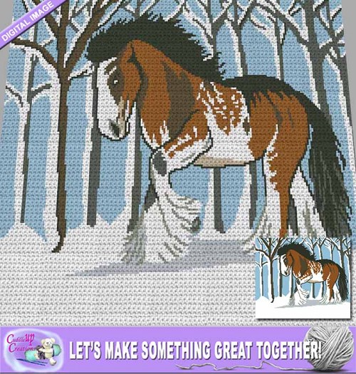 Winter Clydesdale Horse Crochet Pattern