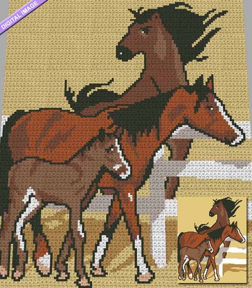 Three Horses Crochet Pattern