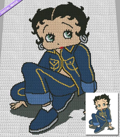 Betty Boop In Jeans Crochet Pattern
