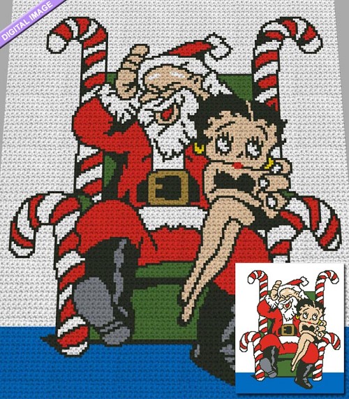 Betty Boop Sits On Santa's Lap Crochet Pattern