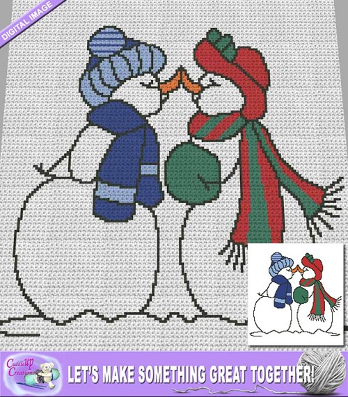 Kissing Snowmen Crochet Pattern