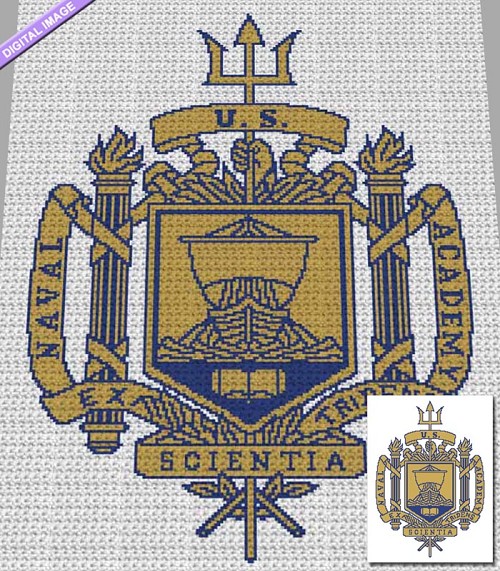 Naval Academy Crest Crochet Pattern
